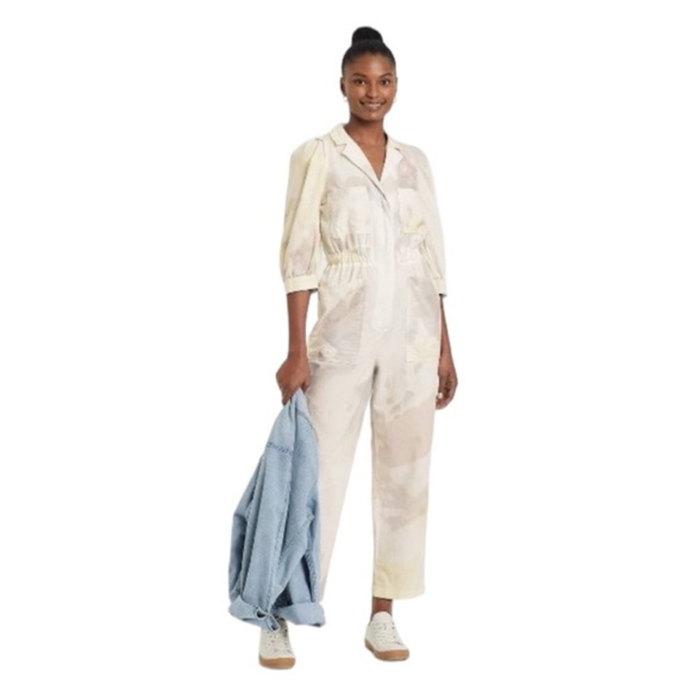 UNIVERSAL THREAD Pastel Tie Dye Puff Sleeve Boiler Lympia Jumpsuit size 4